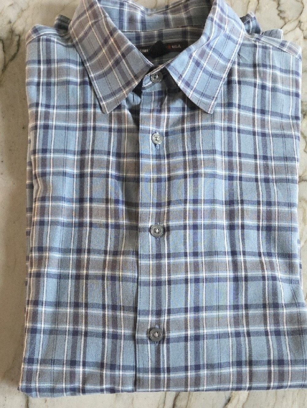 John Varvatos Blue Plaid Long-Sleeve Button-Down Shirt